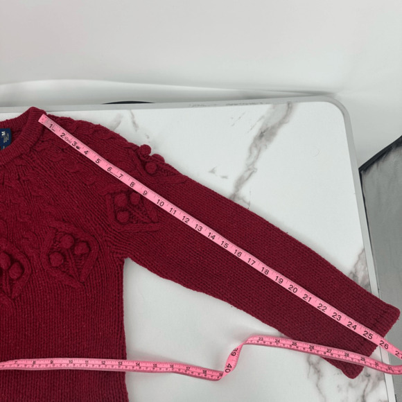 Nua Womens M Cardigan Sweater Merino Wool Silk Bubble Knit Red Ireland Fairy - Picture 9 of 13